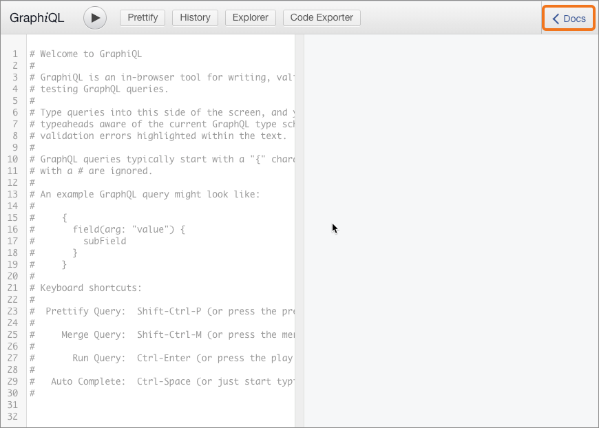 GraphiQL Docs link