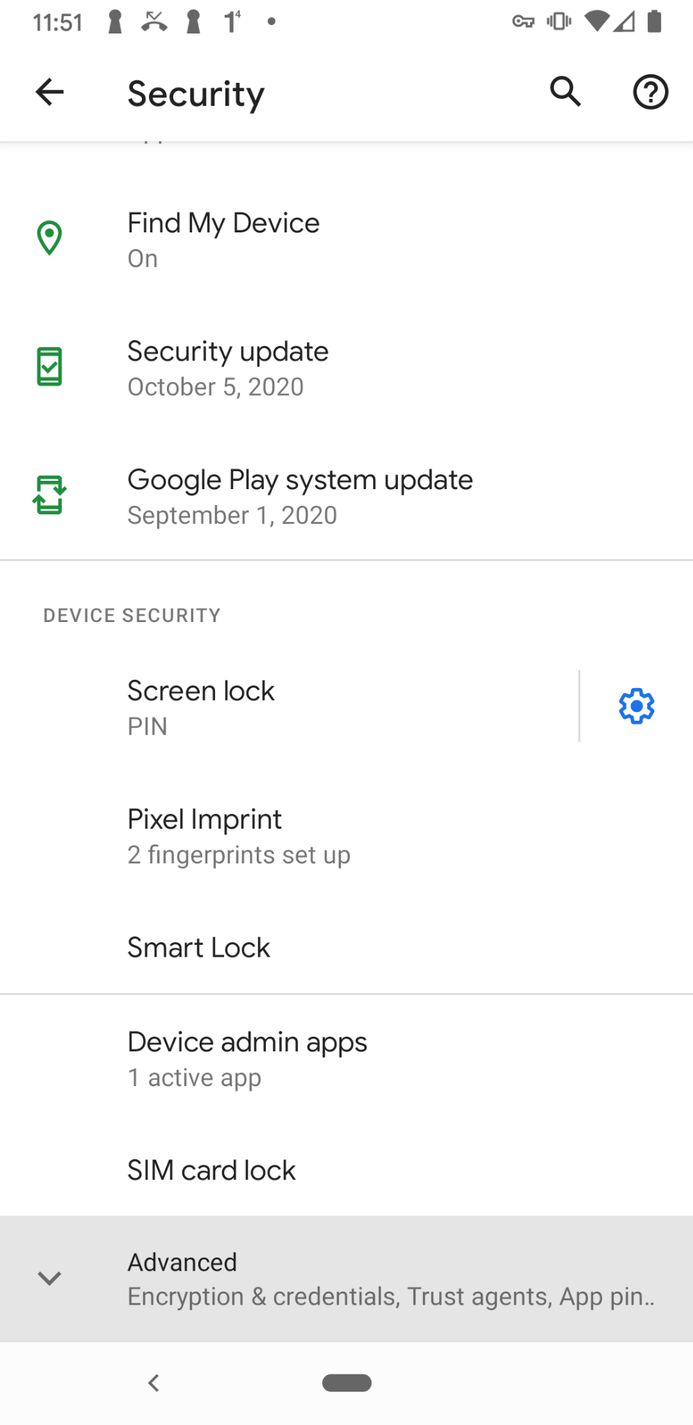 Android encrypt settings