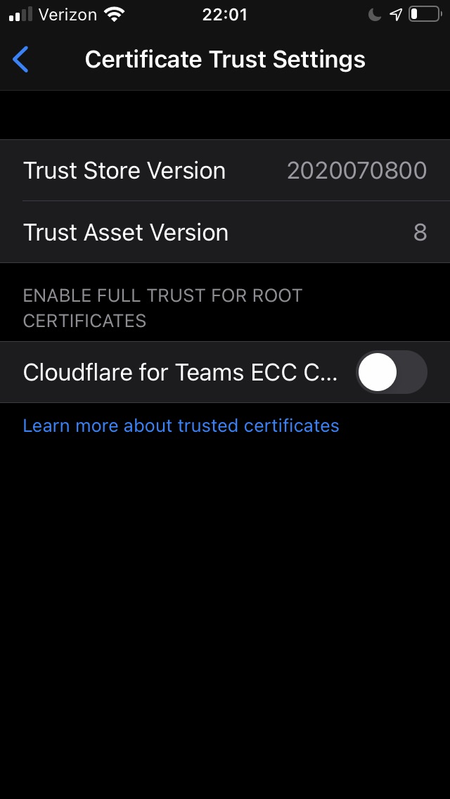 iOS cert trust
