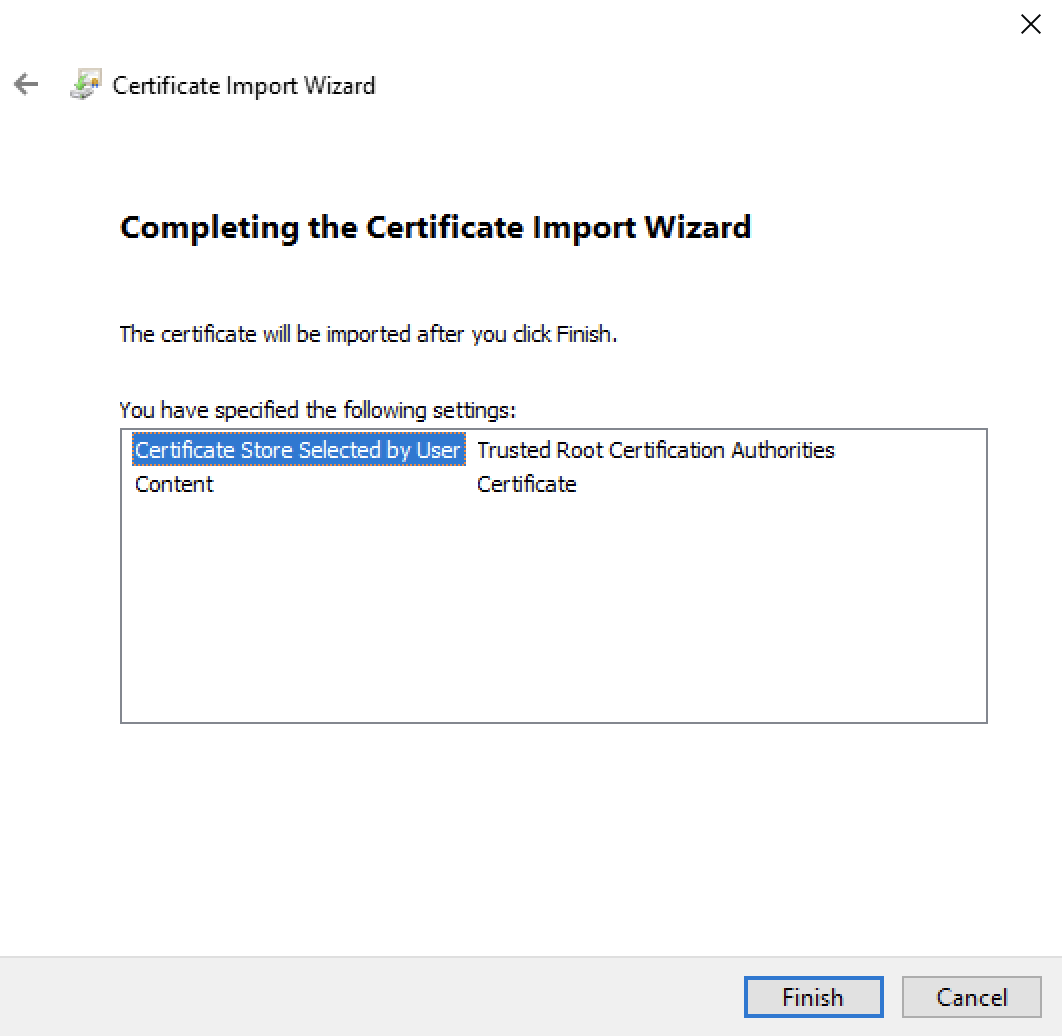 Windows cert install complete