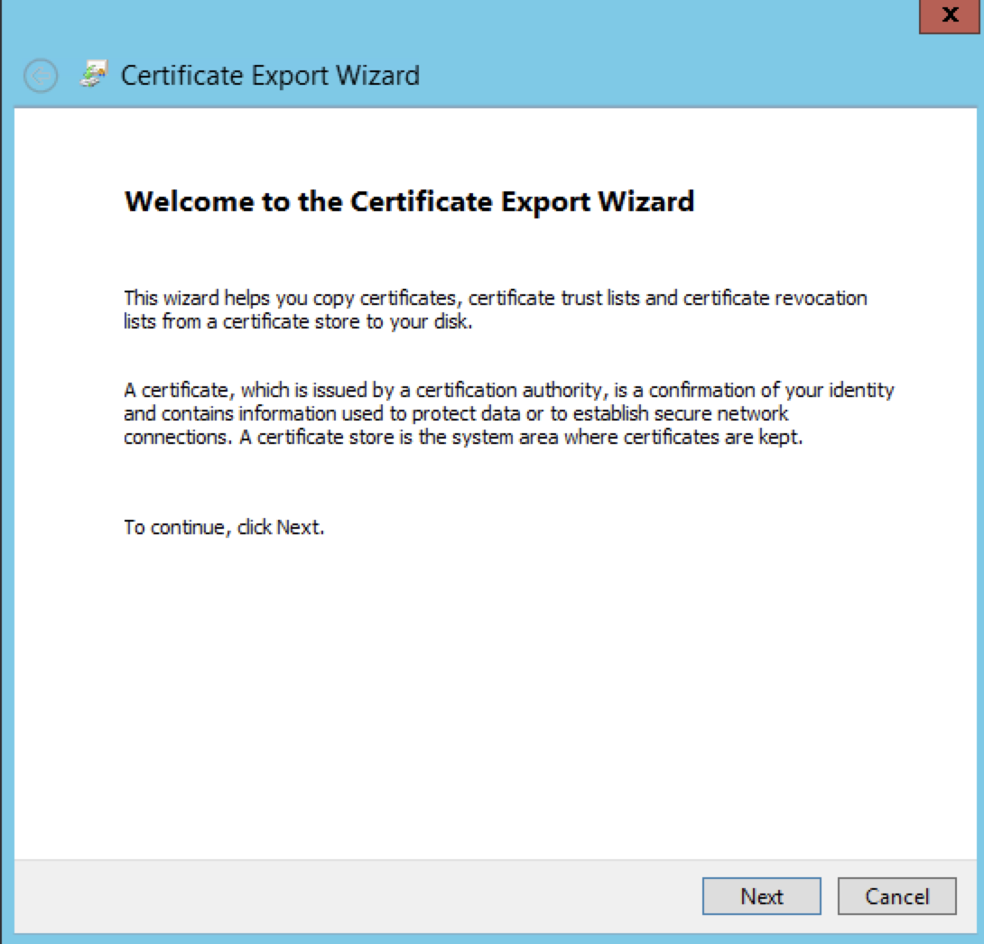 Certificate Export Wizard