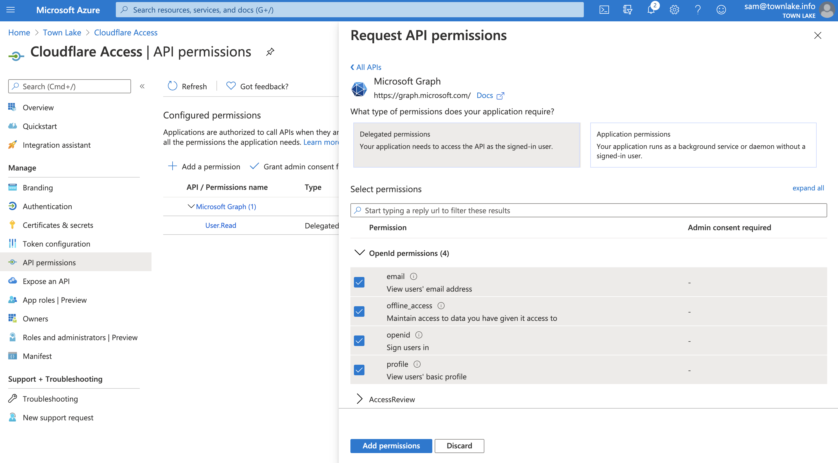 Azure AD API Permissions