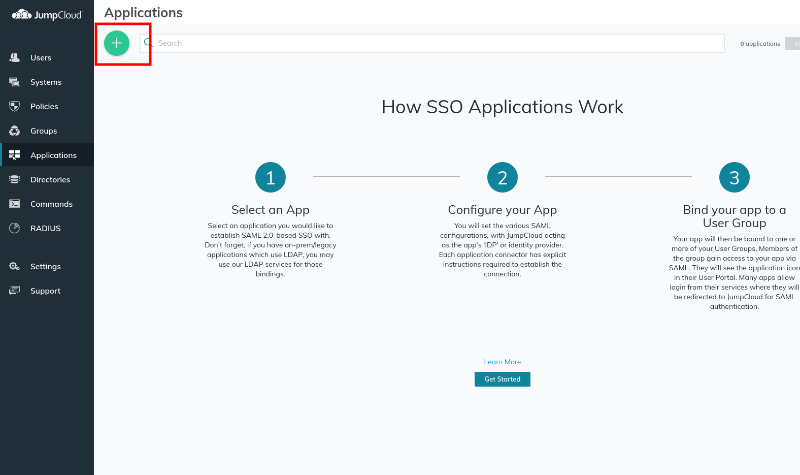 JumpCloud Add Application