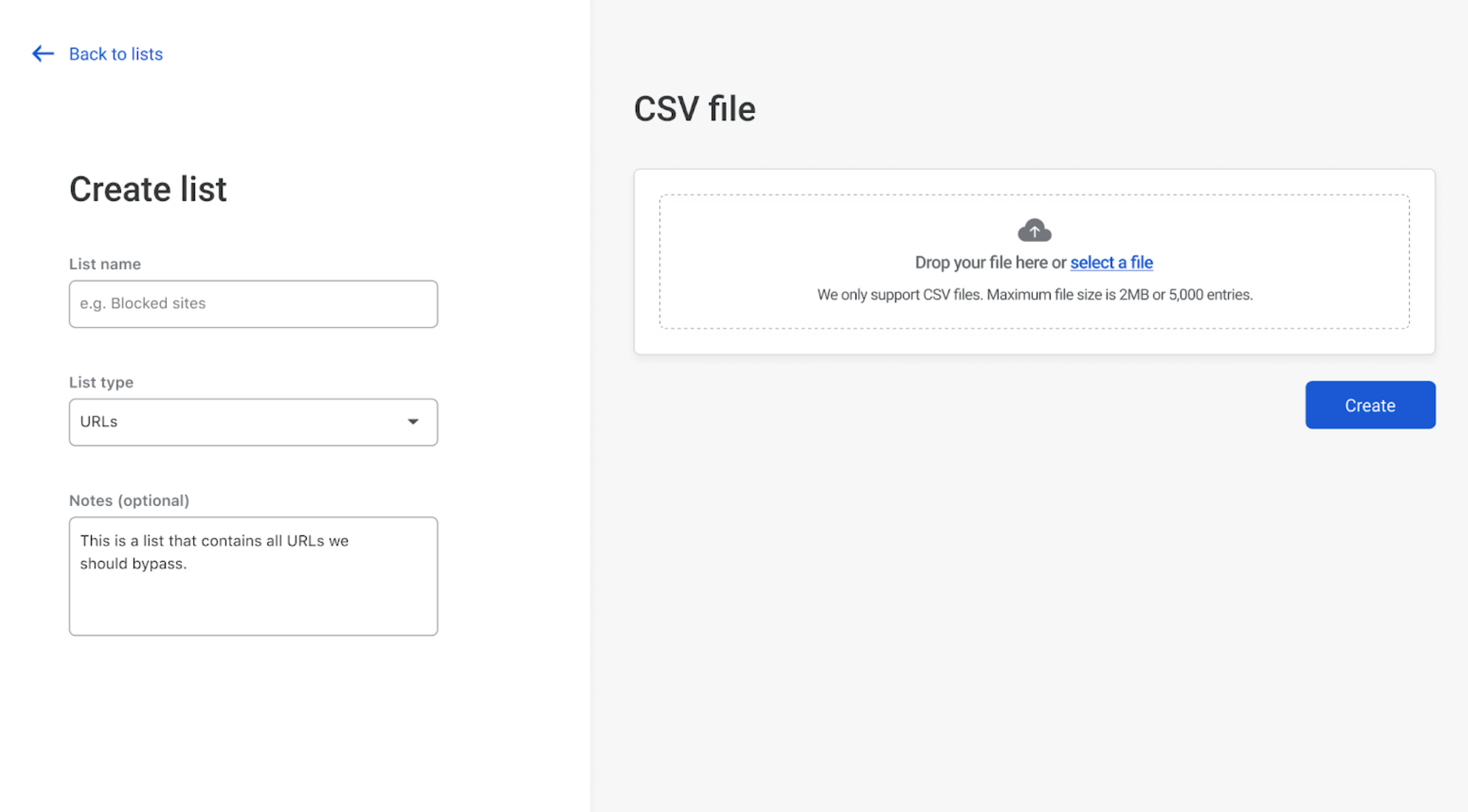 Upload CSV