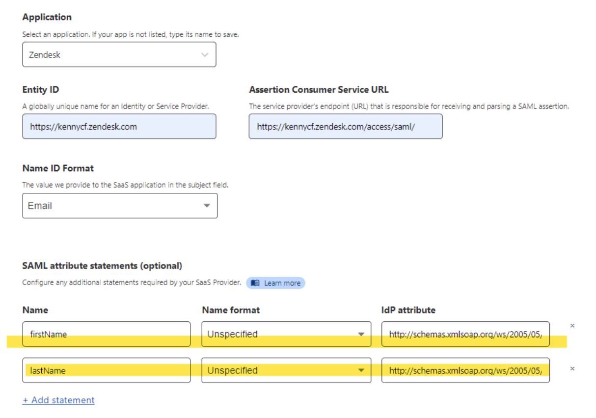 Zendesk attributes