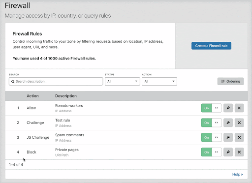 Order firewall rules