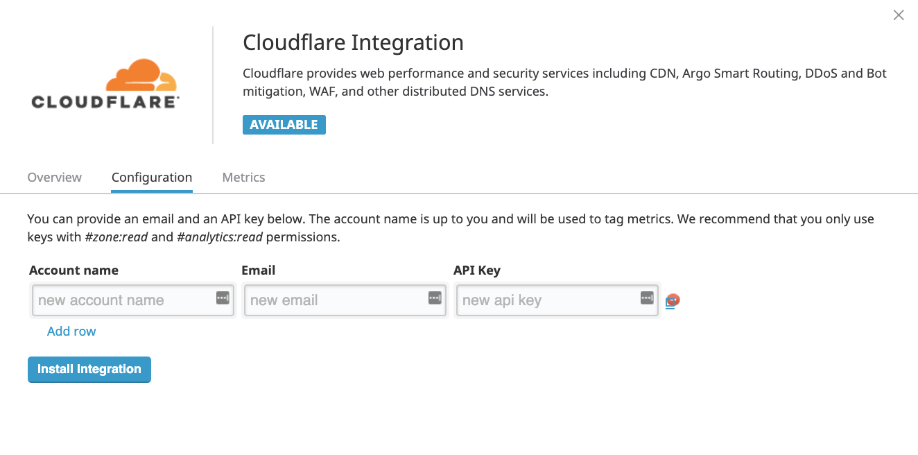 Datadog configure and install integration