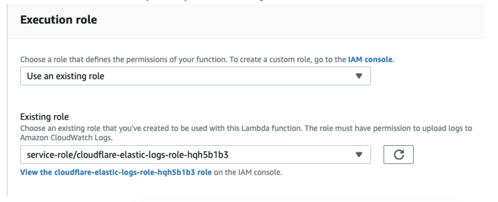 Elastic Lambda execution role