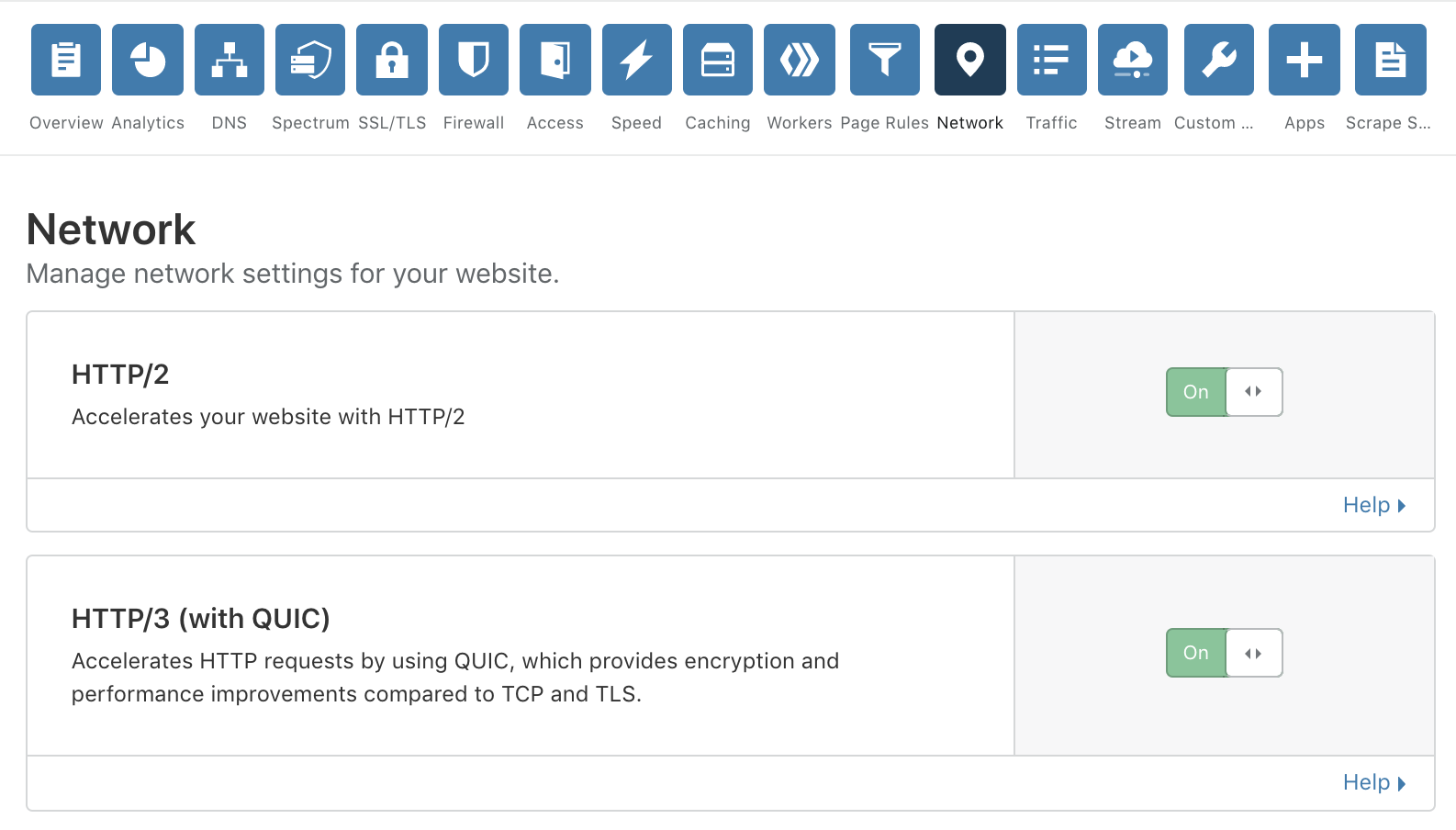 Enable HTTP/3 on the dashboard