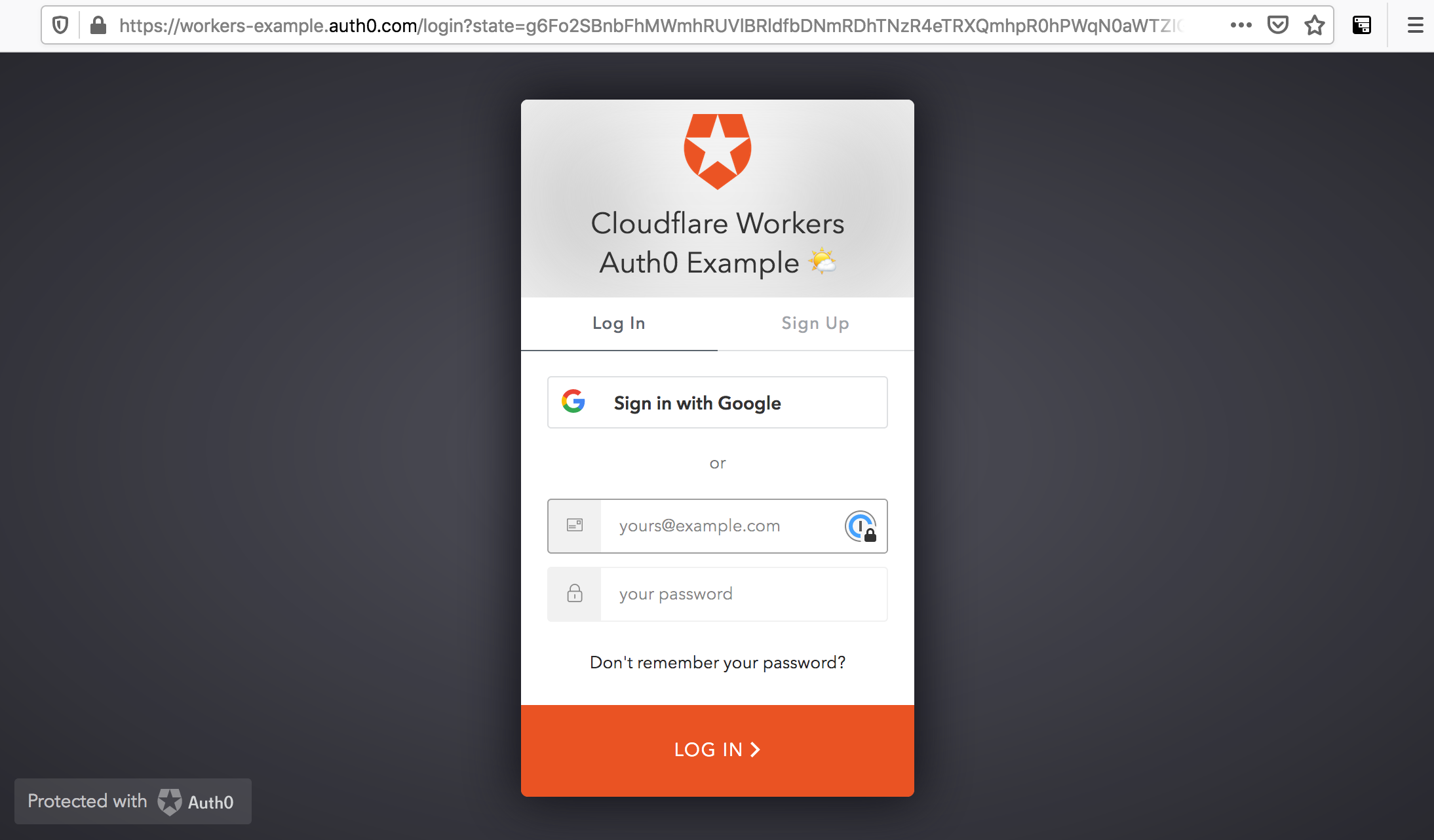 Auth0 Login Form