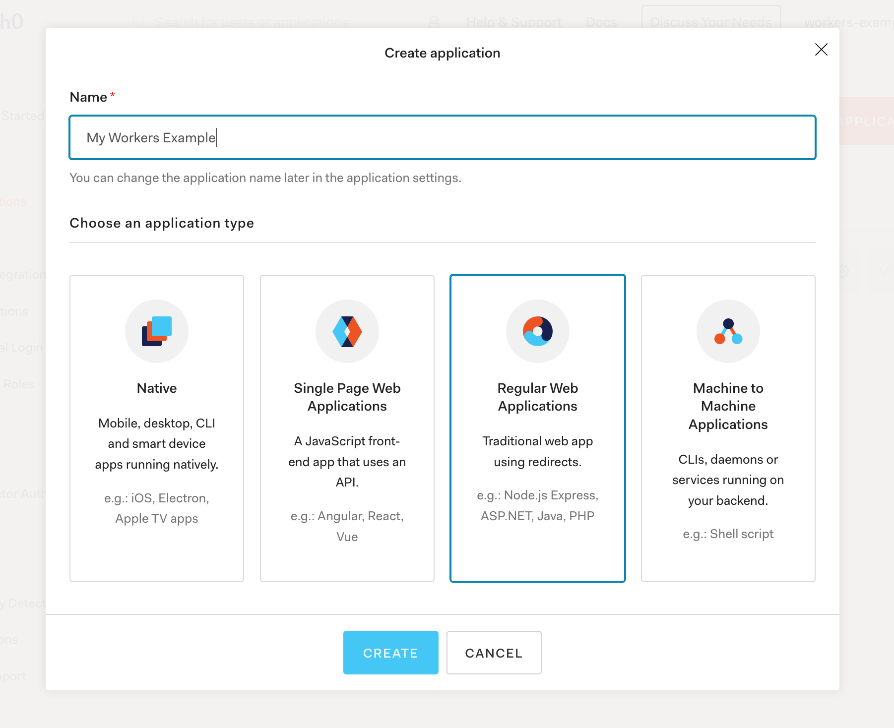 Creating an Auth0 application