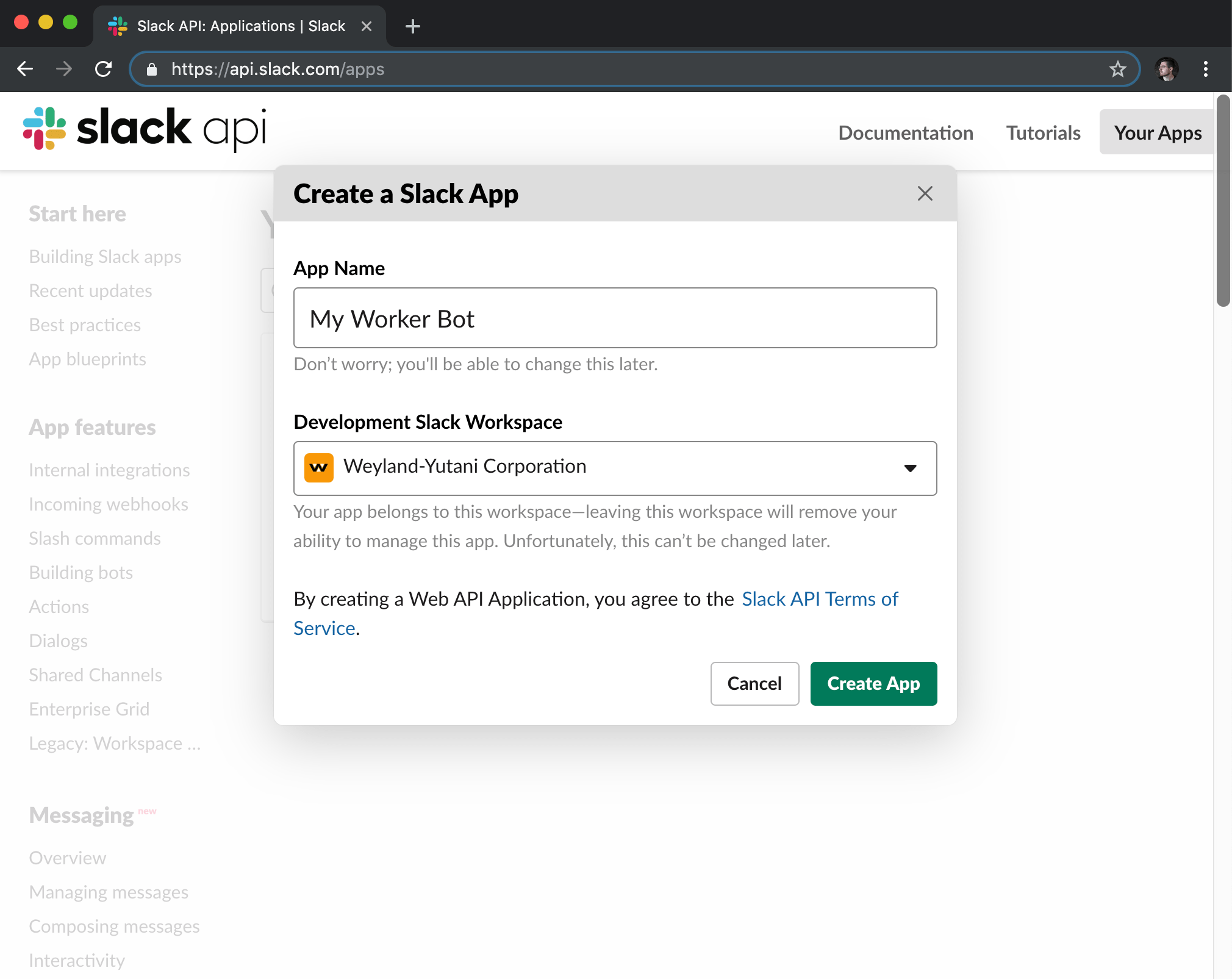 Create a Slack App