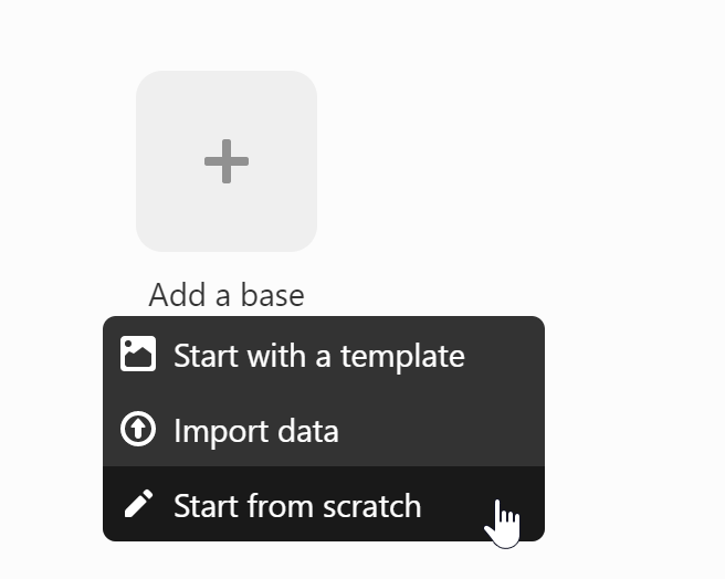 Creating a new base in Airtable’s user interface