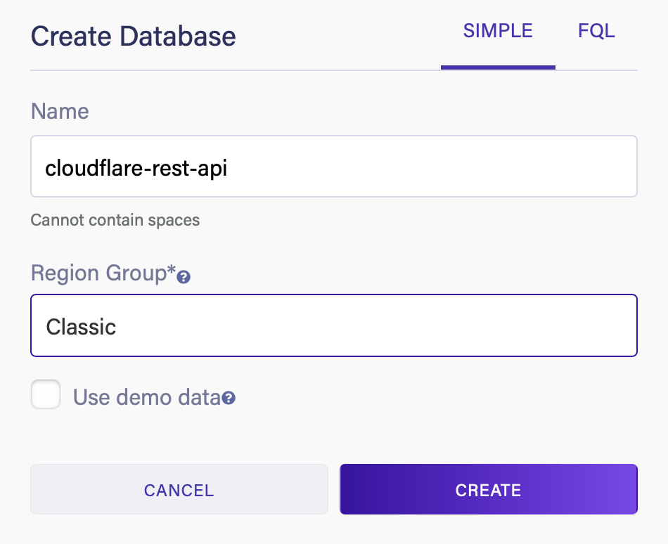 Creating your database in Fauna